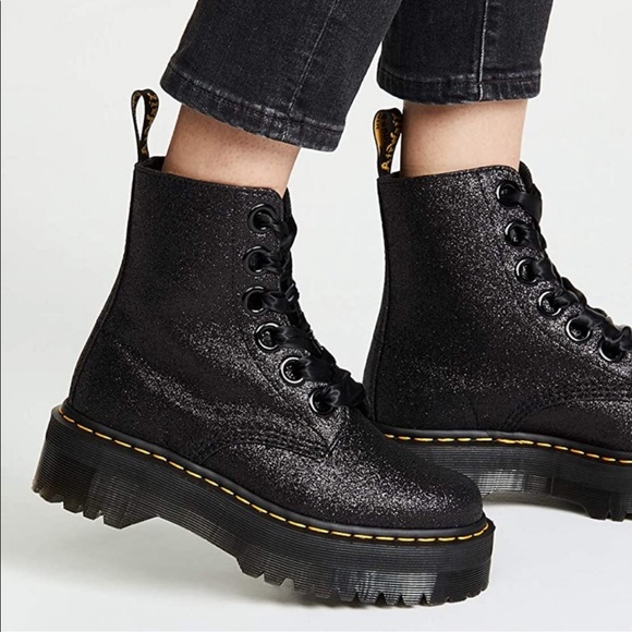 Dr. Martens | Shoes | Dr Martens Molly Glitter Black Platform Combat Boots  | Poshmark